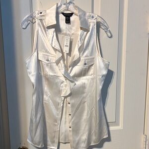 White House Black Market Ivory Sleeveless Blouse